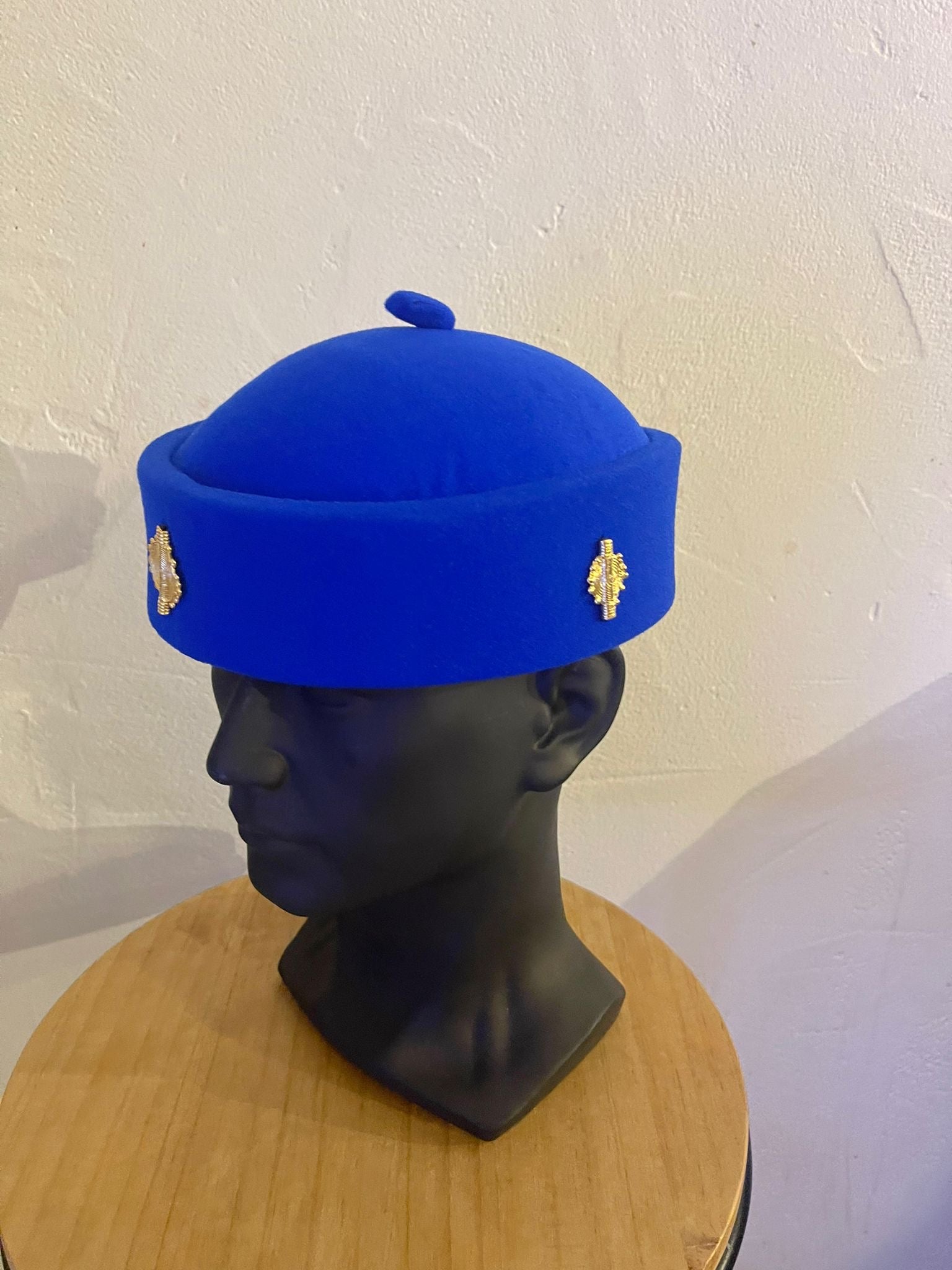 Chapeau Africain - Bleu avec ornement