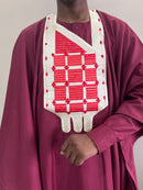 Savane - Ensemble traditionnel africain Homme Tunique, Pantalon et Grand Boubou Rouge Bordeaux