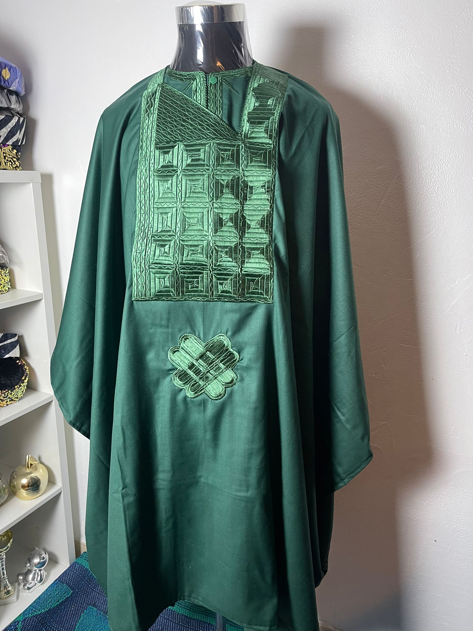 Malia - Ensemble traditionnel africain Homme Tunique, Pantalon et Grand Boubou vert